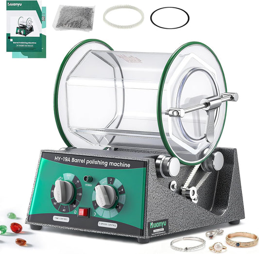 Huanyu Sieraden Polijstmachine Tumbler 3kg/7lb met 5-traps snelheidsregeling voor natuursteen, metaal en onderdelen, roest verwijderen