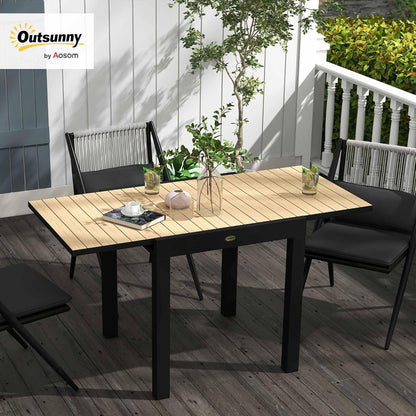 Outsunny Garden Table, Dining Table for 6 People, Patio Table, Expandable Balcony Table, 70 kg Load Capacity Aluminium, Yellow, 81/162 x 80 x 75 cm - QUORE