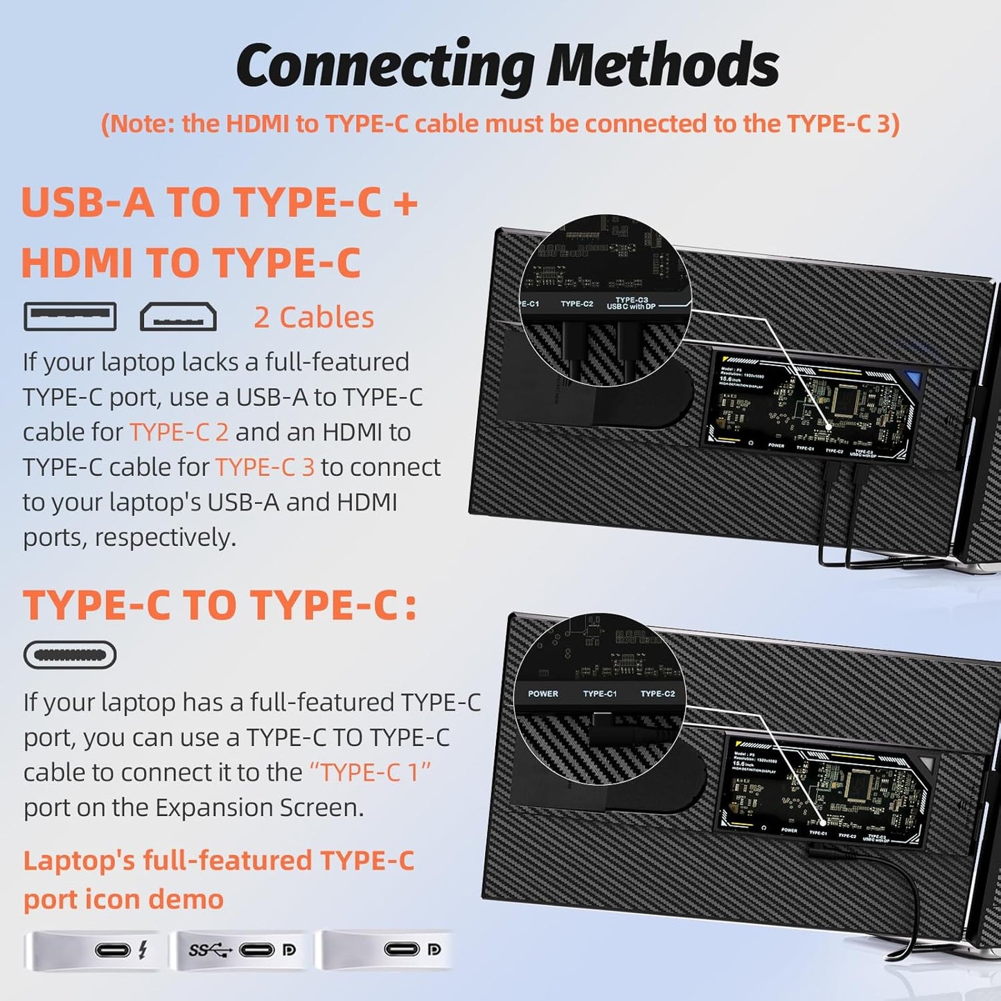 Dual Screen Laptop 15.6 inch FHD 1080P IPS Display Extension Laptop Monitor Extra Display for 13.3-17 inch Laptop Compatible with Windows MacBook Chrome - QUORE