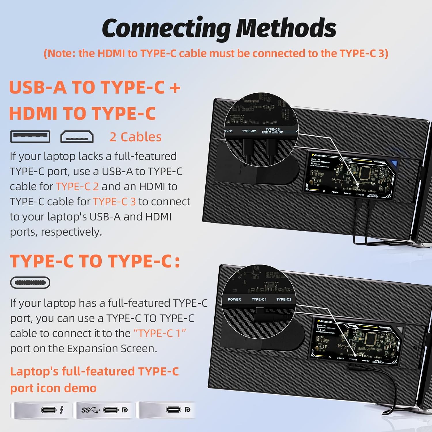 Dual Screen Laptop 15.6 inch FHD 1080P IPS Display Extension Laptop Monitor Extra Display for 13.3-17 inch Laptop Compatible with Windows MacBook Chrome - QUORE