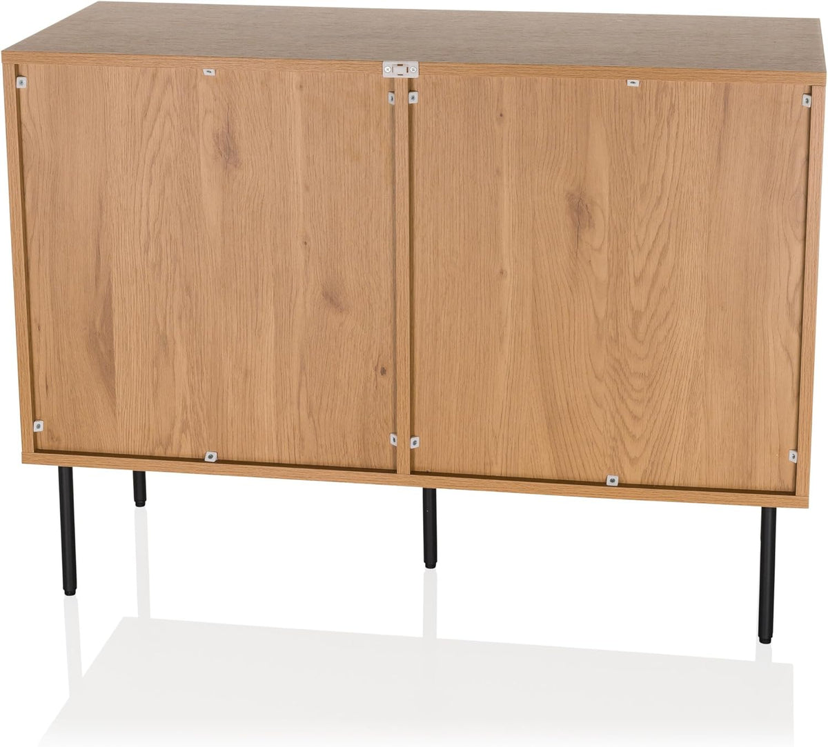 Sideboard with 2 doors oak LINNO S 100x40x74 cm Industrial style chest of drawers, adjustable shelves - QUORE