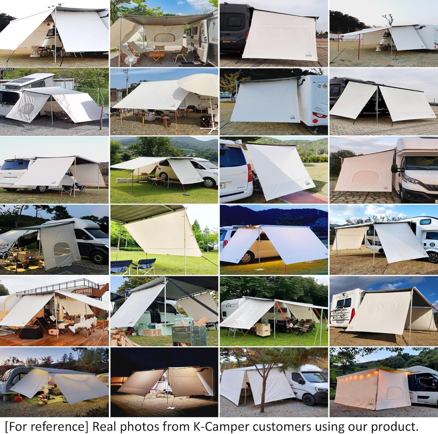 AIRIS Privacyscherm voor luifels, effectieve verduistering met ademend katoenen weefsel, waterafstotend, compatibel met Fiamma, Thule, Dometic (390 x 190)