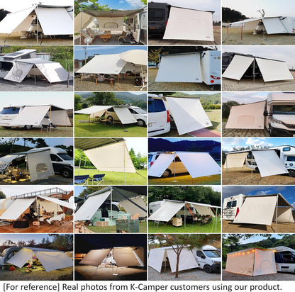 AIRIS Privacyscherm voor luifels, effectieve verduistering met ademend katoenen weefsel, waterafstotend, compatibel met Fiamma, Thule, Dometic (390 x 190)