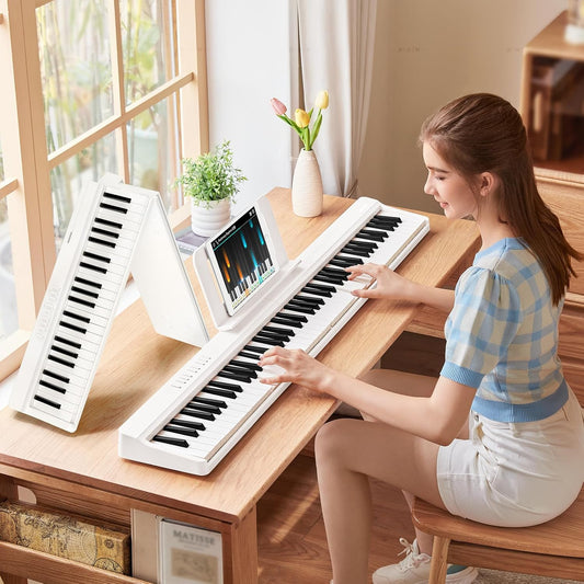 Digitale Piano – Keyboard – Pianotoetsenbord – E-Piano – Elektrische Piano – Wit – 88 Toetsen En Halfgewogen Toetsen – Bluetooth En Opnamefunctie