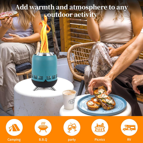 Vuurschaal - Vuurkorf - Vuurplaats - Tafelvuur - Tafelblad - Draagbaar - Pellet - Wood - Brandstof - Lichte - Duurzame - Marshmallow-roosterstokjes - met Draagtas - voor Buiten - Camping - Vis - Wandelen - RVS - 16.3 x 23.2 cm - Blauw