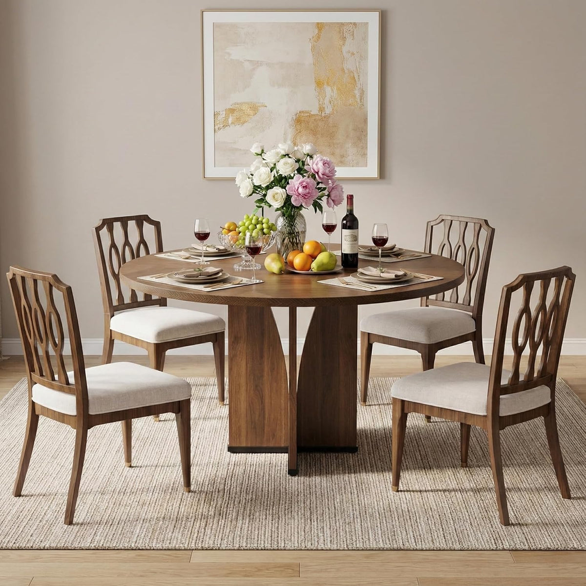 Ronde Eettafel – Ronde Tafel – Houten Tafel – Keukentafel – Eetkamertafel – 100 cm Diameter – Krasbestendig Houtfineer - QUORE