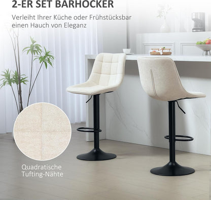 Barstoel – Barkruk – Keukenkruk – Barkrukken – Barstoelen – Verstelbare Zithoogte 63-84 cm – 360° Draaibaar Met Chenille Bekleding