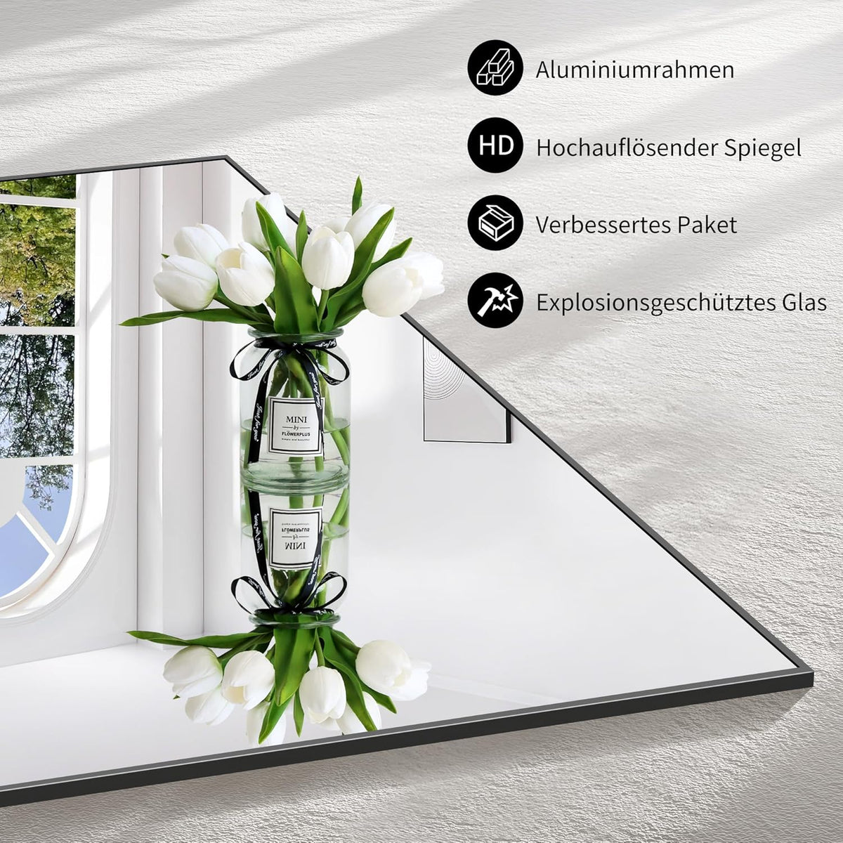 WOLIBEER Grote full-body spiegel, 192 x 85 cm, full-body spiegel met aluminium frame, zwart, rechthoekige wandspiegel, staande spiegel, spiegel voor slaapkamer, woonkamer, kleedkamer, fitnessstudio,