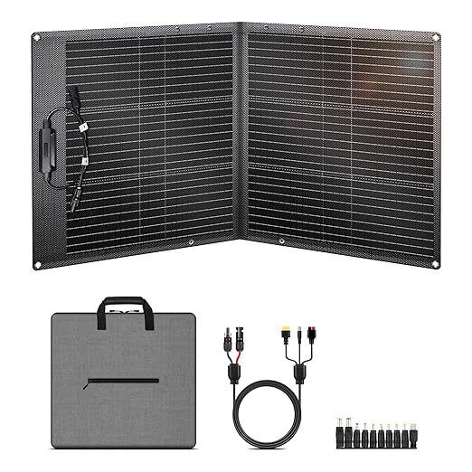 100W Foldable Solar Panel, Solar Panel, 23% Higher Energy Conversion Efficiency, Monocrystalline Solar Panels, Photovoltaik Module Solarlage for Outdoor, Garden, Balcony, Living Room, Camping - QUORE