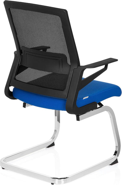 hjh OFFICE 732070 bezoekersstoel Inventor V stof/netrug zwart blauw stoel cantilever met lendensteun