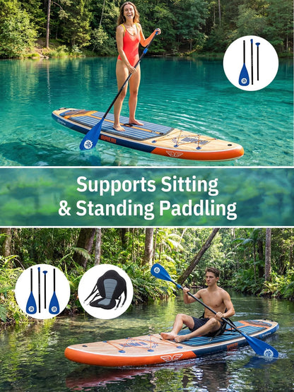Niphean (Extra-Large) Stand Up Paddle Board, SUP Board voor 2+1 Personen/Gezin, Paddle Board met (Beginnersvriendelijke) StabilTrac™-Vin, Waterdichte Telefoonhoes, SUP voor Volwassenen, Cadeau-idee