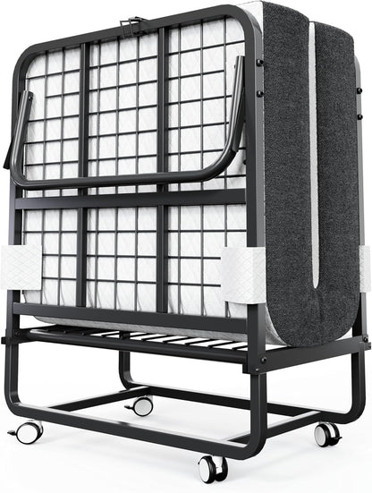 Deluxe opklapbed (incl. 13 cm dik traagschuimmatras), inklapbaar logeerbed, volwassenen 100 x 190 cm, metalen klapframe, versterkt metalen rooster, stofbestendige opbergtas, belastbaarheid 250 kg