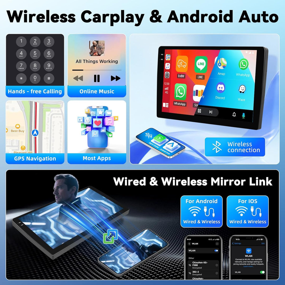 4+128G Android 15 Autoradio für FIAT Ducato/Citroën Jumper/Peugeot Boxer 2011-2022, 9" Incell Touchscreen-Radio mit Wireless CarPlay & Android Auto Bluetooth 5.0 GPS WiFi FM/RDS 32EQ