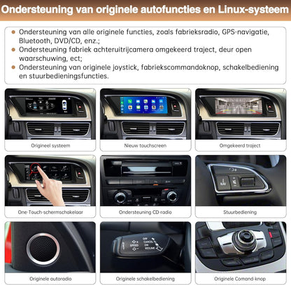 8,9 inch Carplay draadloos scherm voor Audi A5 2009-2015 met 3GMMI Android Auto-display Ondersteuning voor OEM-functie, Siri, Airplay, Autolink