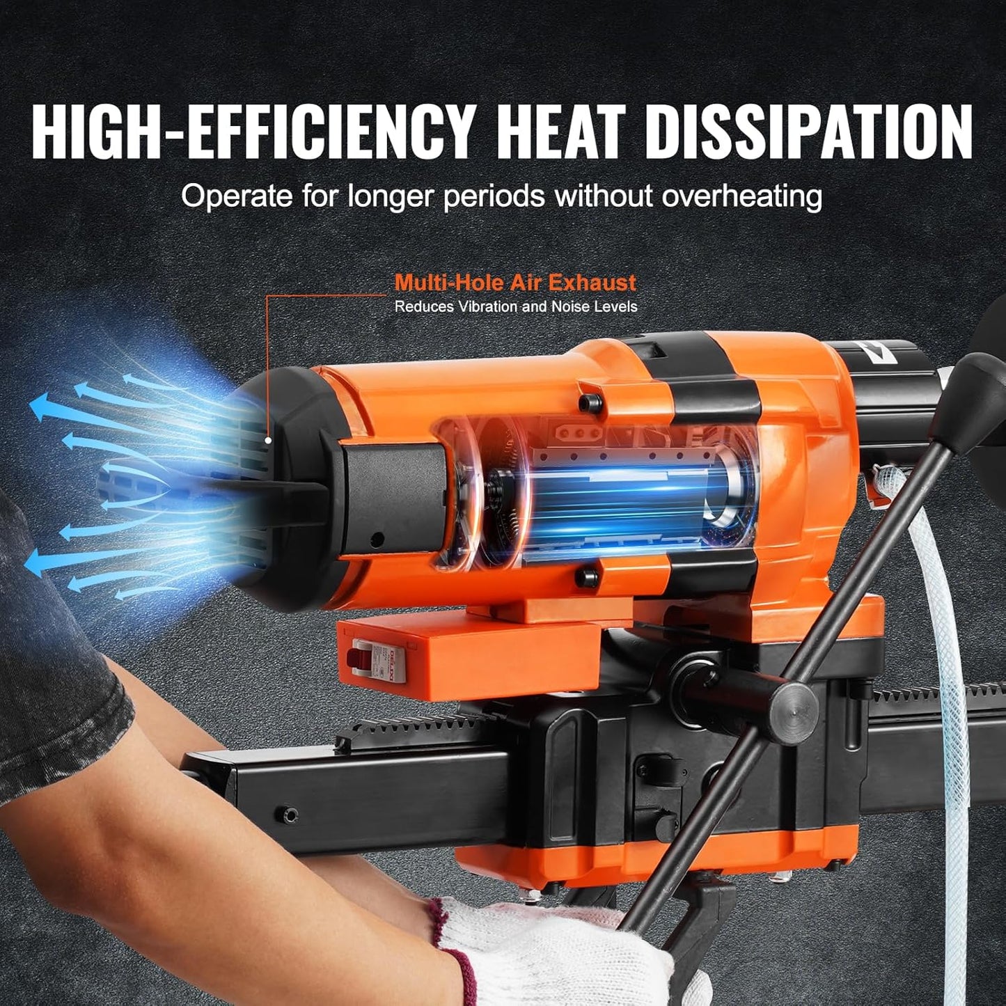 VEVOR Diamond Core Drilling Machine, Drill Diameter from 20 to 300 mm, Robust Concrete Core Machine, 3500 W with Holder, Core Drill, for Concrete, Brick, Marble