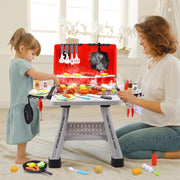 BBQ Speelgoed - Kinderbarbecue - Keuken Speelgoed - Realistische BBQ Grill - met Rook - Keukenaccessoires - Barbecue - voor Kinderen - 44 x 33.5 x 18.5 cm - Rood/Grijs