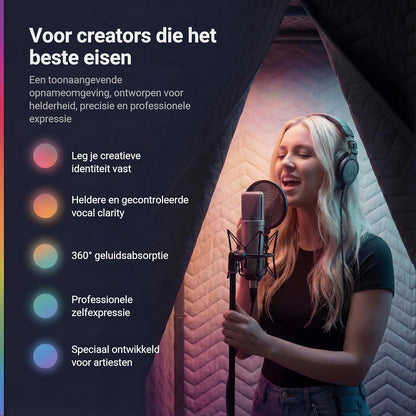 Draagbare Vocal Booth – Opnamecabine – Zangcabine – Geluidsisolatiecabine – Studio Booth – Tot 80% Minder Galm – 360° Isolatie