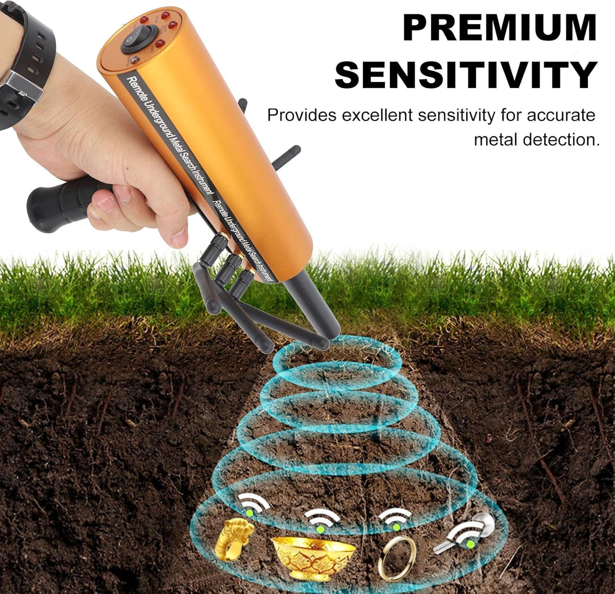 Gouden Detector Ondergronds – Metaaldetector – Grondpenetrerende Detector – Pinpointer – Bodemscanner – Met 6 Antennes – Tot 1200 M Bereik – Tot 30 M Diepte