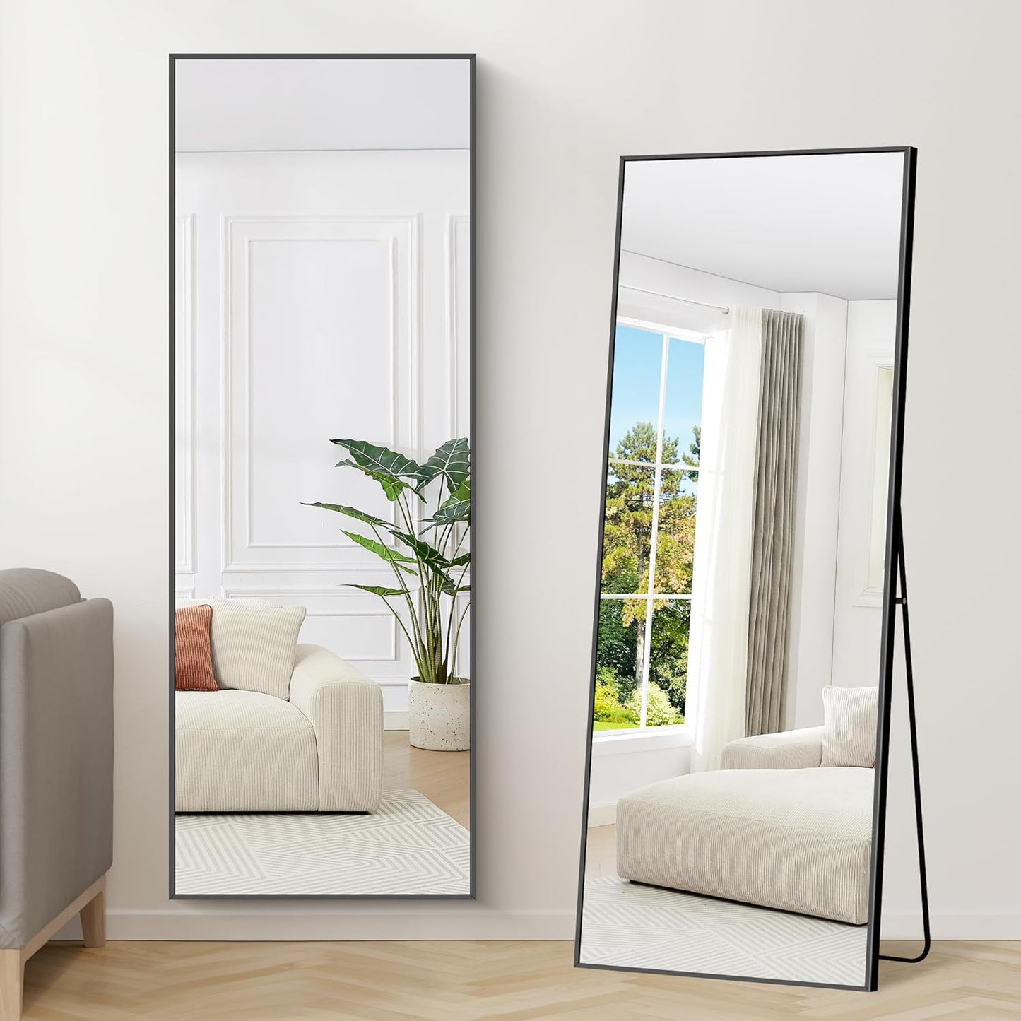 Vloerspiegel – Wandspiegel – Staande Spiegel – Full-Body Spiegel – Grote Spiegel – Aluminium Frame – 165 x 60 cm – Explosieveilig Glas