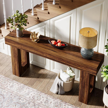 Tribesigns Farmhouse Console Table, 160 cm Long Narrow Sofa Table Behind the Sofa, Wooden Rectangular Entrance Table for Entrance, Hallway, Living Room, Rustic Brown (Rustic Brown)