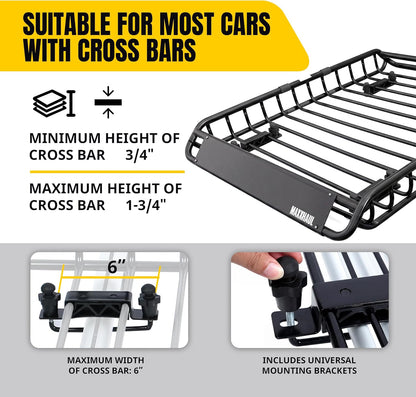 MaxxHaul 70115, dakbagagedrager voor dakbagagedrager, 116,8 x 91,4 x 11,4 cm, stalen mand, bagagehouder voor SUV en pick-up trucks - 68 kg. Capaciteit