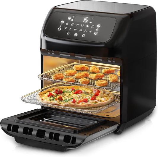 Arendo - 4-in-1 heteluchtfriteuse 12 liter – grill – droogautomaat – oven – airfryer – led-touchscreen – Easy&Clean – draaigrill zonder olie – circulatielucht – pizza kip frietjes – BPA-vrij