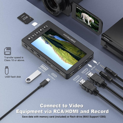 VHS naar digitale converter, HD Video Grabber, 1080p 60 fps video naar digitale converter, opnemen van video en audio van VCR, VHS, Hi8, DVD, camcorder (zwart mini DV-afspeelapparaat)