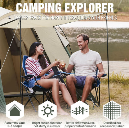 Chihee Campingtent, draagbare pop-up tent, familietent 2 deuren, onmiddellijke installatie, grote weerbestendige tent, 4 seizoenen tent met afgeschermde voortent