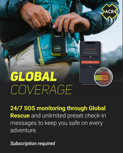 ACR Bivy Stick Satellite Communicator - Wereldwijde tweerichtings-tekstberichten, GPS-tracking, kaarten en navigatie, nood-SOS, weerberichten en locatie delen, compatibele app