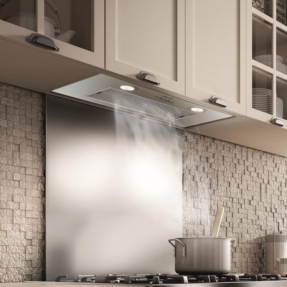 CIARRA CBCS5913A Afzuigkap 52 cm Breed 3 Stappen 300m³/h Roestvrij staal Onderbouwkap Plafondkap -Verlichting (zilver/wit)