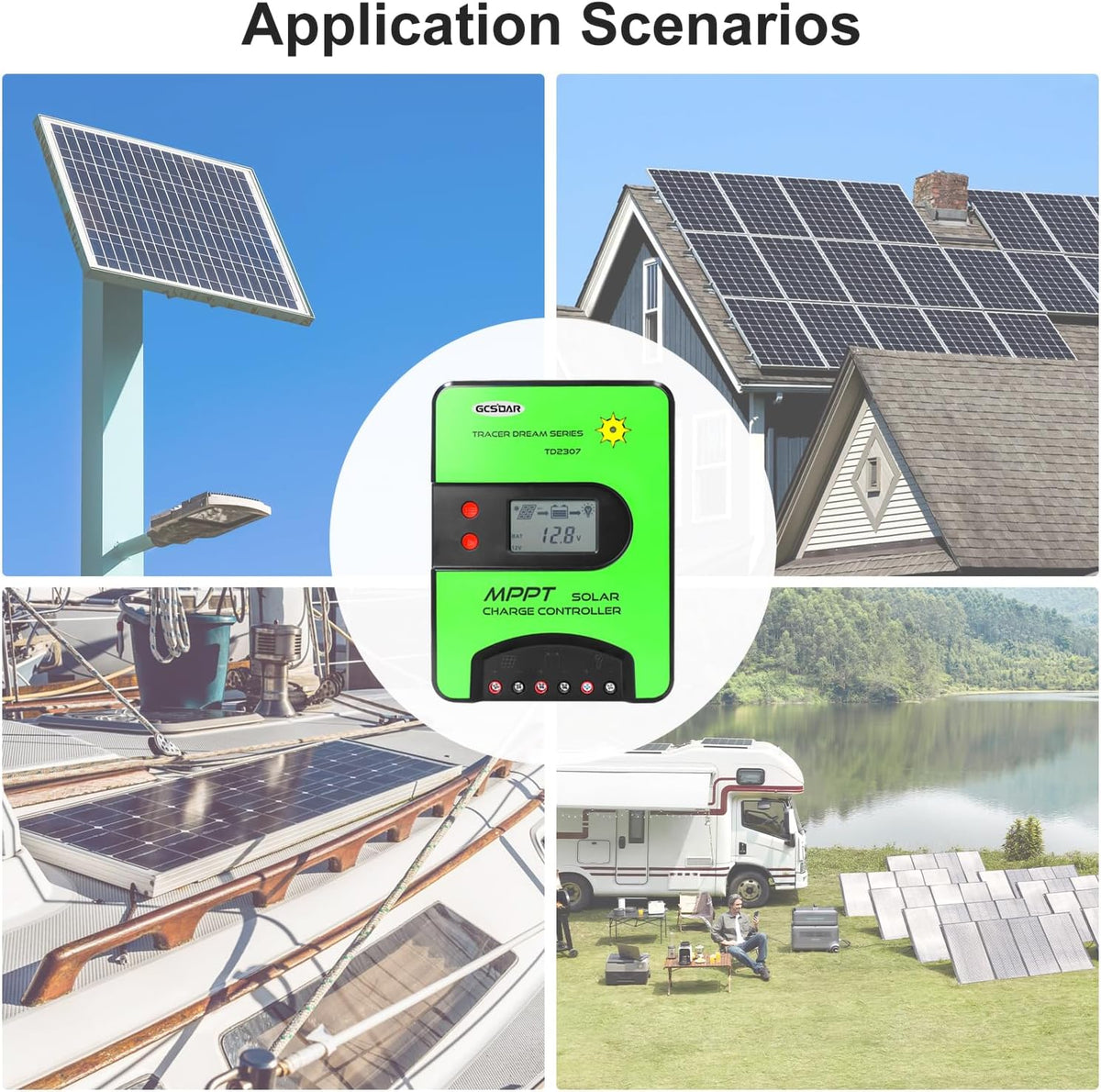 MPPT laadregelaar, 40 A, 12 V/24 V, auto Max PV 100 V, ingebouwde wifi-adapter, app, afstandsbediening, parameters, instelbaar lcd-display, zonne-laadregelaar voor gel, verzegeld Flooded