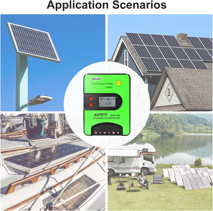 MPPT laadregelaar, 40 A, 12 V/24 V, auto Max PV 100 V, ingebouwde wifi-adapter, app, afstandsbediening, parameters, instelbaar lcd-display, zonne-laadregelaar voor gel, verzegeld Flooded