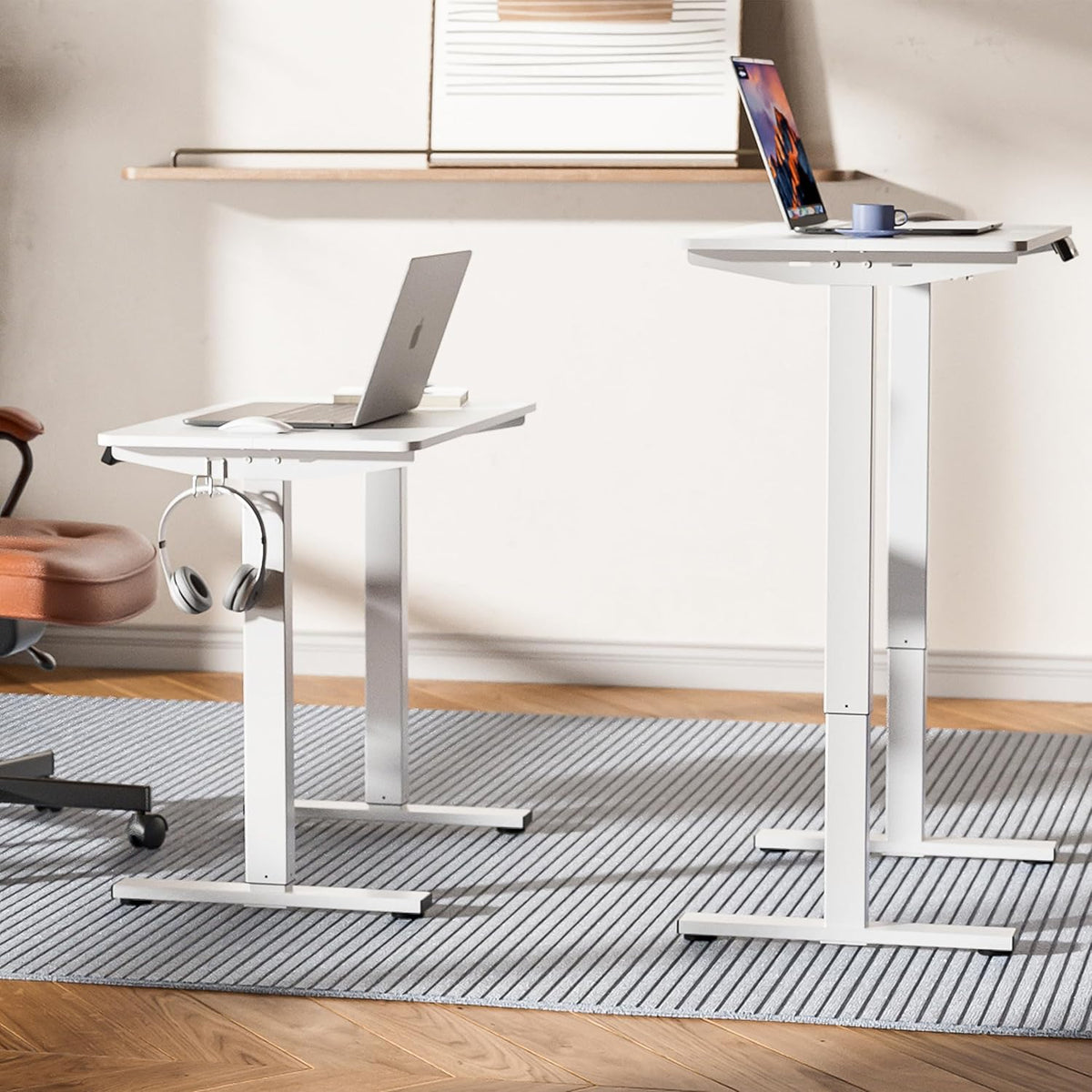 Electric Standing Desk Height Adjustable Standing Desk for Home Office, Sit-Stand Desk with Preset Memory (White, 32 Inch) - QUORE