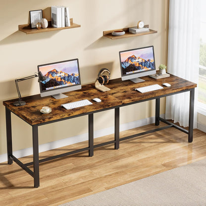 Tribesigns 200x60cm Extra Long Computer Desk for 2 Person, Double Long Desk Workstation, Dual Monitor Workstation for Home Office