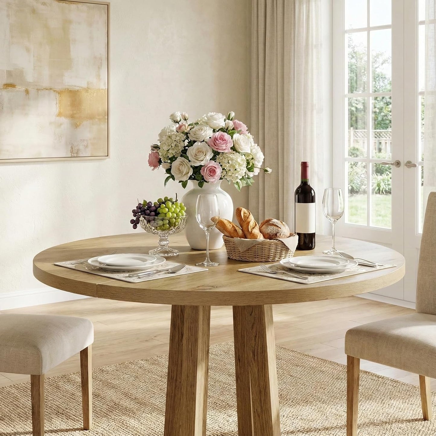 Ronde Eettafel – Eetkamertafel – Dining Table – Houten Eettafel – Kleine Keuken Tafel – Compact 80 cm Diameter – Duurzaam MDF Met Houtfineer