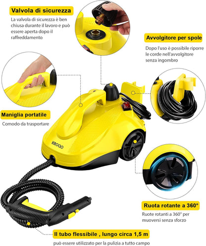 Multifunctionele stoomreiniger, draagbare stoomreiniger voor elk oppervlak met 23 accessoires, voor het verwijderen van behang, vloeren, tapijten, banken, bekleding, auto's, tegels, gestoffeerde