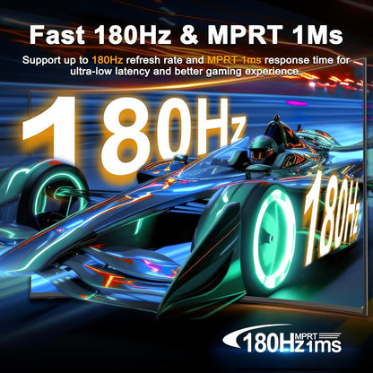 Minifire 24" Curved Gaming Monitor 180Hz, Built-in Speaker, FHD 1920x1080, Crosshair 1ms, sRGB130%, HDR, 1500R, FreeSync, 300cd/m², Frameless, HDMI&DP ports, VESA compatible, eye care - QUORE