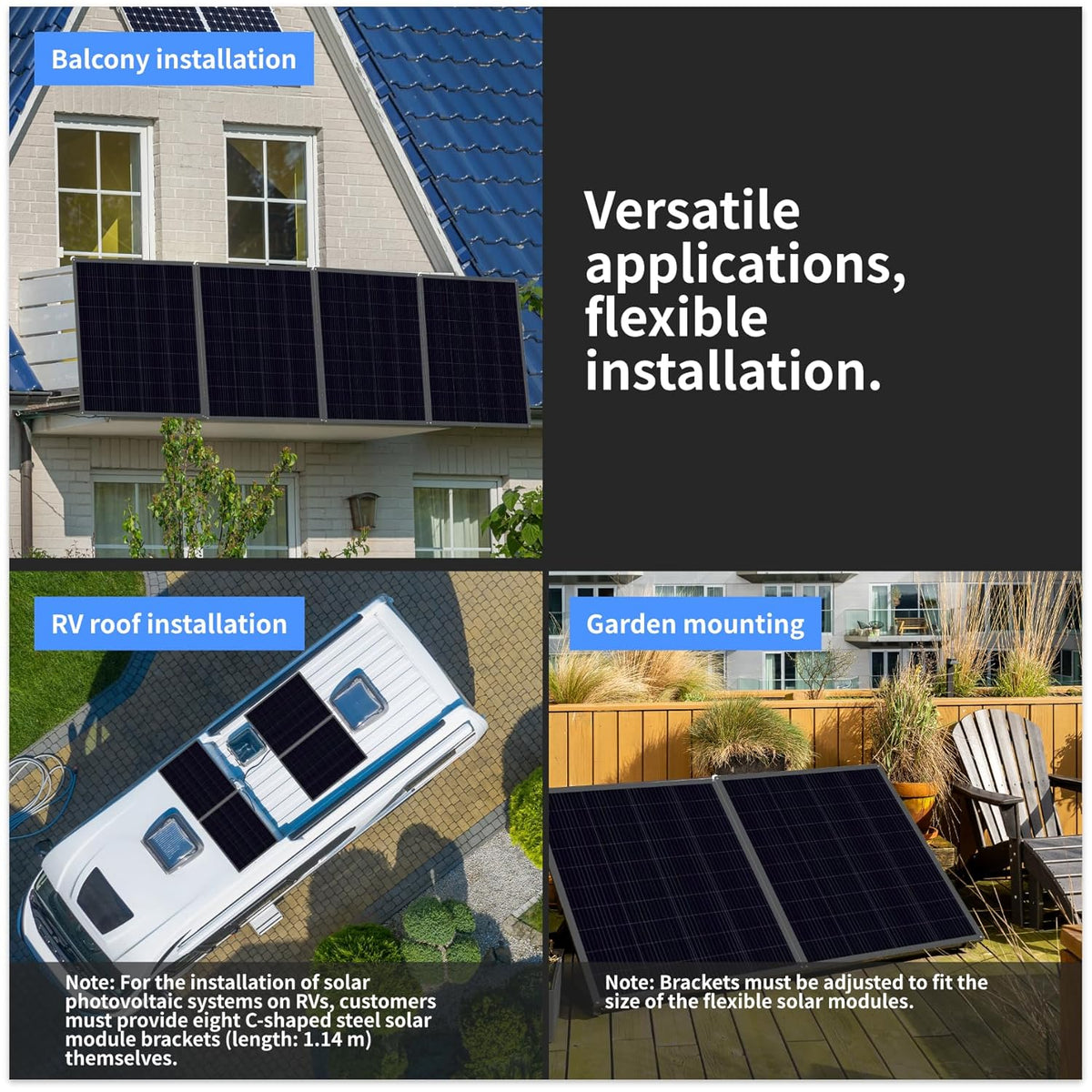 RC 800 W balkonkrachtcentrale set met houder, 200 W flexibele zonnepanelen, 800 W met wifi-omvormer, compleet stopcontact fotovoltaïsch systeem