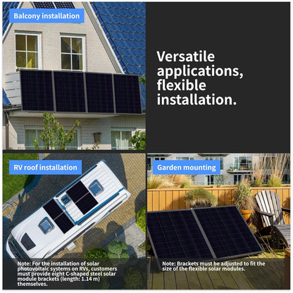RC 800 W balkonkrachtcentrale set met houder, 200 W flexibele zonnepanelen, 800 W met wifi-omvormer, compleet stopcontact fotovoltaïsch systeem