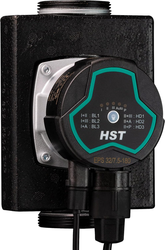 HST | zeer efficiënte verwarmingspomp | circulatiepomp | HST EPS 32-7,5/180 mm | opvoerhoogte 7,5 meter | toerentalregeling via PWM-signaal