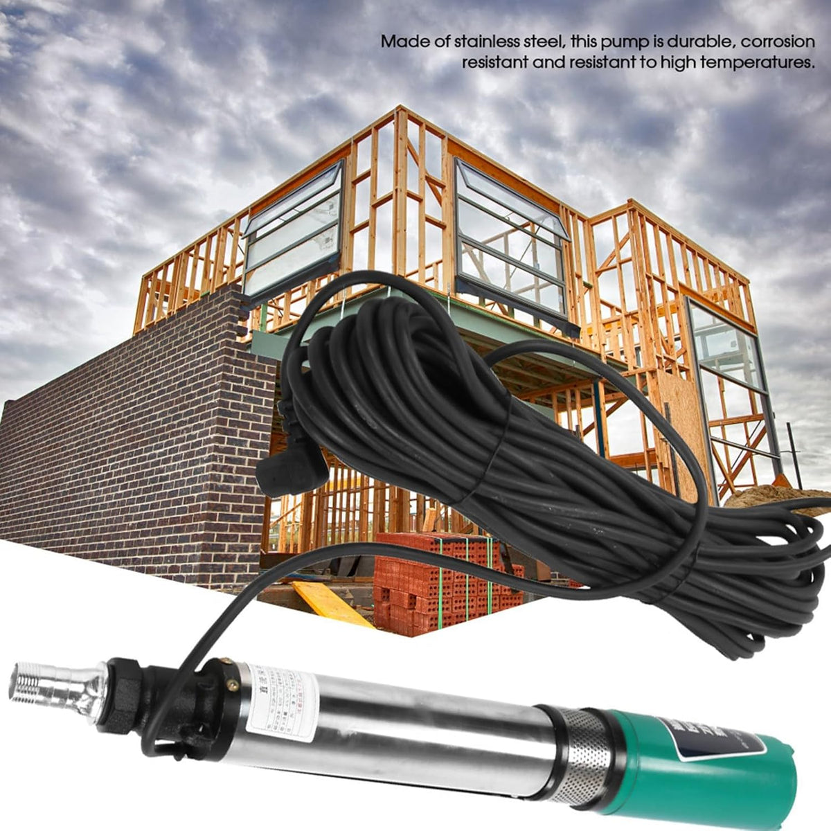 Deep Well Pomp, 48/60V DC 380W Solar Dompelpompen, Solar Bore Well Pompen met 20M Draad, Flow 5 M3/H voor Visvijvers