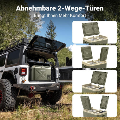 AAOBOSI XS Draagbare koelkast, autokoelkast, dubbele zones en dubbele deuren, voor auto, vrachtwagen, dubbele deuren en dubbele deuren