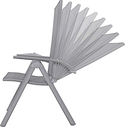Chicreat High-Back Folding Camping Chair, Silver/Black, Aluminium