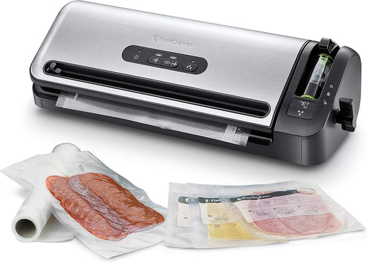 Foodsaver Ffs017X Folielasapparaat, Marineermodus, Inclusief Vacuümzak, Starterpakket, Roestvrij Staal