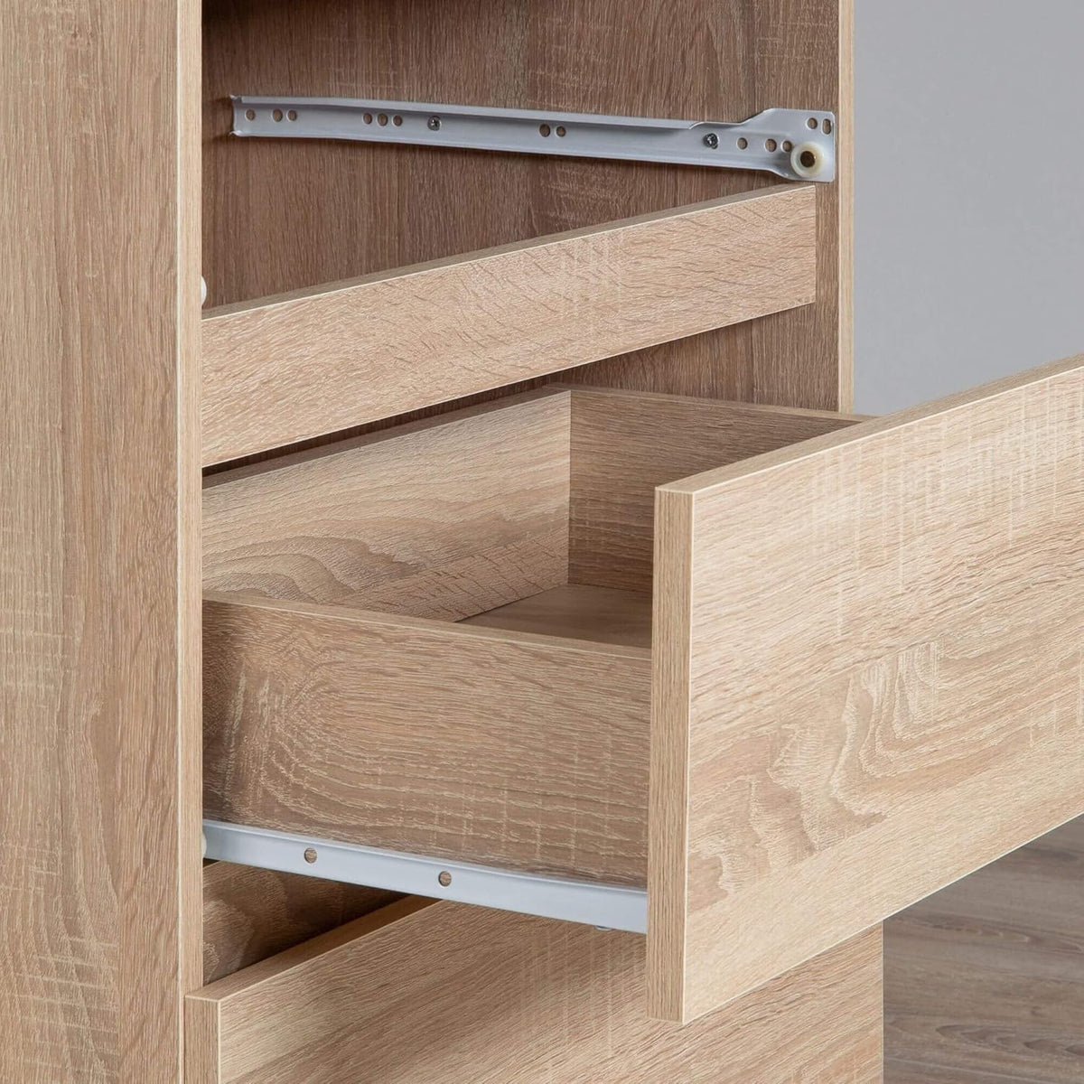 AKORD Corner desk B-17, 2-in-1 combination desk + chest of drawers with 1 drawer, 1 storage compartment with door and 2 open shelves, W120 x H79/77 x T126, 68 kg | Sonoma oak - QUORE
