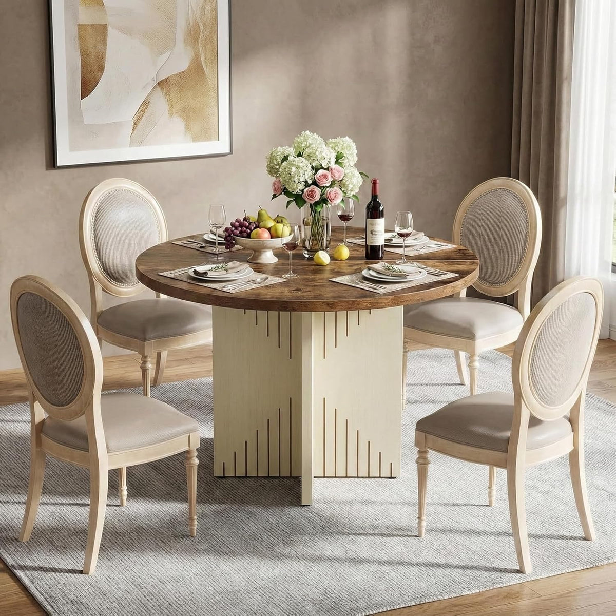 Ronde Eettafel – Eetkamertafel – Tafel – Bistrotafel – Keukentafel – 100 cm Diameter – MDF Met Kruisvoet