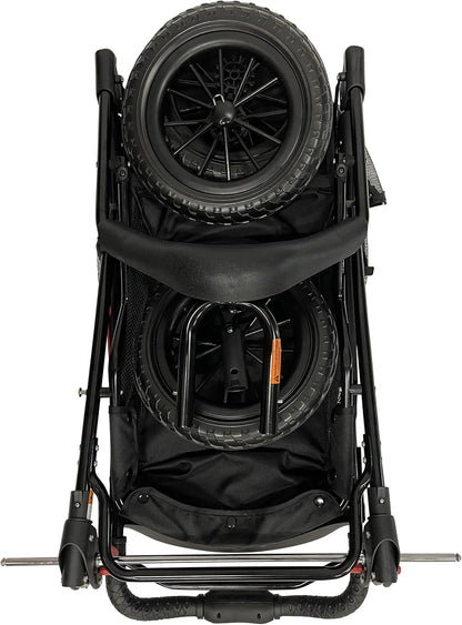 PETIQUE Chinook Zwart | Luxe hondenwandelwagen | Vouwen met één hand | 12" Eva-banden voor en achter voor extra comfort | Reflecterende binding | Houdt huisdier tot 23 kg | Dierendrager