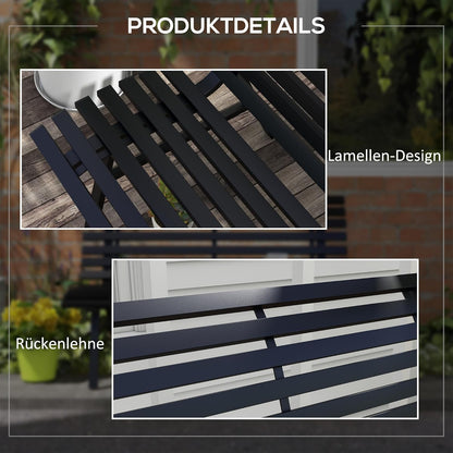 Outsunny 2-Sitzer Garden Bench Alu, wetterfest Sitzbank, UV-Resistant Gartenmöbel mit Lamellen-Design, Parkbank 240 kg load bar, Balcony Bench for Balcony Terrasse, Garten, 123x67x79 cm, Grau