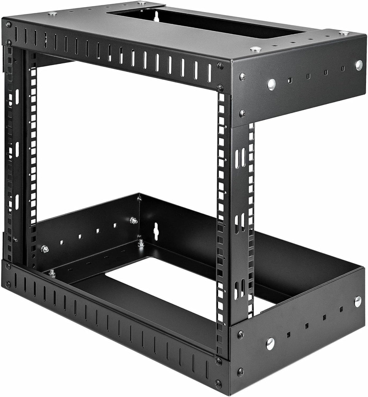 StarTech.com 8U wandrek met 2 stijlen, 19 inch serverrek met open frame, instelbare diepte, wanddata rack voor IT/AV - Inclusief bevestigingsmoeren en schroeven (RK812WALLOA)
