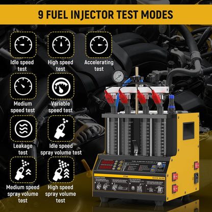 Ultrasone Brandstofinjectie Cleaner – Injector Tester – Injector Reiniger – Motor Injector Tester – Diesel Injector Cleaner – Verwarmingsfunctie Tot 45°C – 9 Testprogramma’s Voor 4-Cilinder Motoren